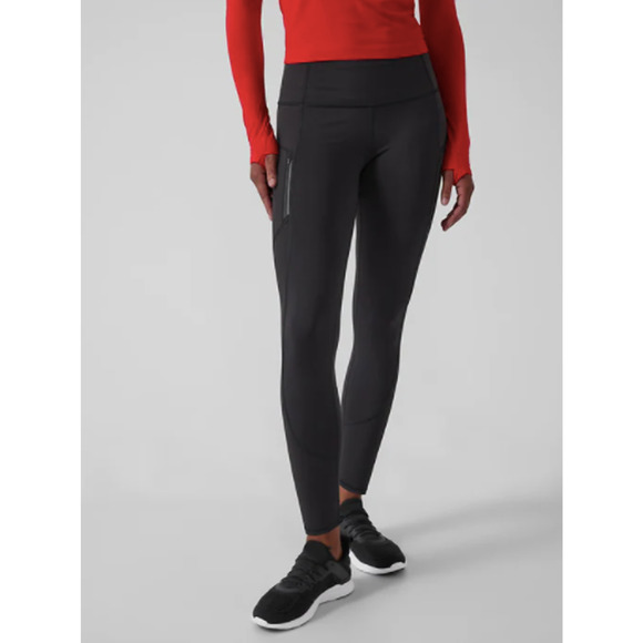 Athleta S black Rainier Tight legging pant outdoor run walk mountain hiking warm - Picture 2 of 9